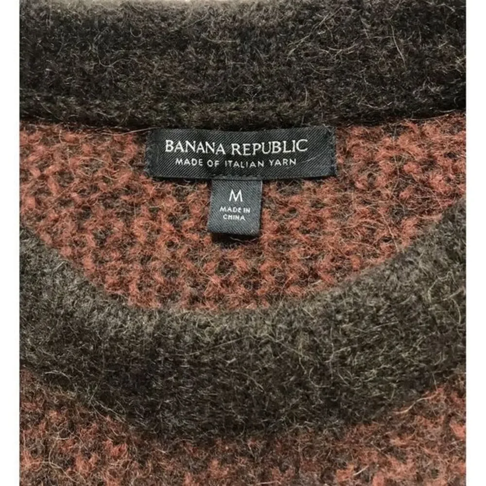 Banana Republic Italian Yarn Brown Alpaca Textured Crew Neck Sweater Size‎ M